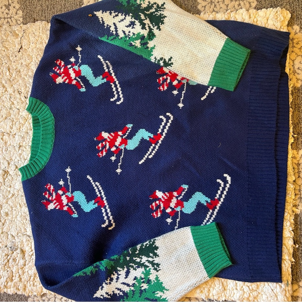 32 Degrees Navy Ski Pattern Crewneck Sweater